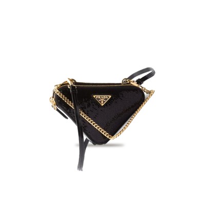 PRADA TRIANGULAR SEQUINED MINI POUCH 1NR015 (15*10cm) 